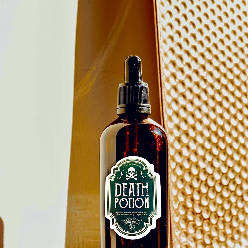 Death Potion Witchy Sorceress Supreme Potion B0ttle Label Sticker